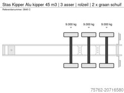 Stas Kipper Alu kipper 45 m3 | 3 asser | rolzeil | 2...