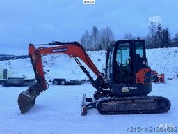 Doosan DX50Z-7 mini excavator – 3 buckets – swing boom –