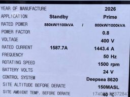 Cummins KTA38-G5 - 1100 kVA Generator - DPX-18815