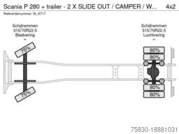 Scania P 280 + trailer  - 2 X SLIDE OUT / CAMPER / WOH...