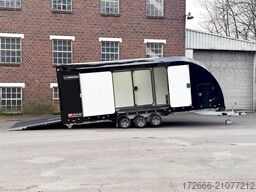 Brian James Trailer RACE TRANSPORTER 7 | 397-6023-35-3-10-B | TRIDEM | ZUSATZRAMPEN 600X235X199CM 3500KG GESCHLOSSENER AUTOTRAILER | SCHWARZ