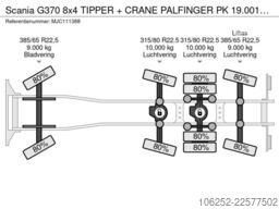 Scania G370 8x4 TIPPER + CRANE PALFINGER PK 19.001 SLD...