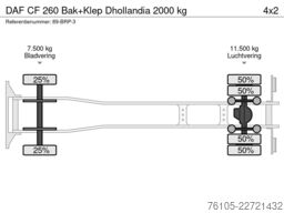 DAF CF 260 Bak+Klep Dhollandia 2000 kg