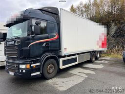 Scania R500 6x2 box truck w/ 2 temp refrigerator/freezer