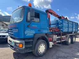 MAN STEYR 33S41 ABROLLCONTAINER+KRAN FASSI+CONTAINER