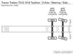 Tracon Trailers TO.S 1518 Tautliner / 2-Axle / Steering / Sideb...