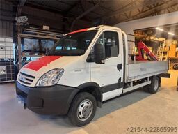 Iveco 50C18 Flatbed Truck with Rear-Mounted HMF Crane –