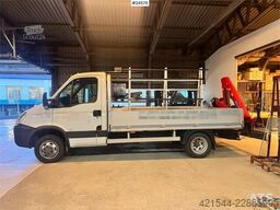 Iveco 50C18 Flatbed Truck with Rear-Mounted HMF Crane –