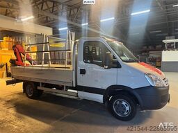 Iveco 50C18 Flatbed Truck with Rear-Mounted HMF Crane –