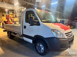 Iveco 50C18 Flatbed Truck with Rear-Mounted HMF Crane –