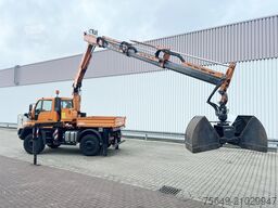 Unimog U400 4x4 U400 4x4, Frontzapfwelle, Kipper, Kran MKG HKL 111a3V, Funk