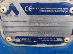 Hyundai R55W-9A with 3 excavator buckets