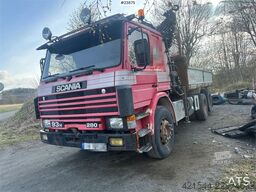 Scania P93H crane truck with 14 t/m crane and Laxo attach