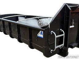 A1 Container Normbehälter 11 m³ - Rollplane - Doppelflügeltür - RAL 9005 Tiefschwarz - Abrollcontainer