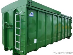 A1 Container Normbehälter 30 m³ - Schiebedeckel - Einflügeltür - RAL 6002 Laubgrün - Abrollcontainer