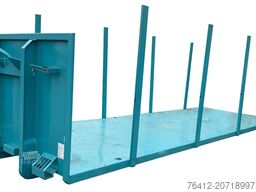 A1 Container Plattform 7 Meter - Steckrungen - Zurrösen - RAL 5018 Türkisblau - Abrollcontainer