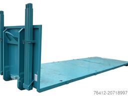 A1 Container Plattform 7 Meter - Steckrungen - Zurrösen - RAL 5018 Türkisblau - Abrollcontainer