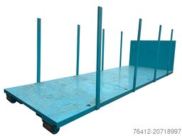 A1 Container Plattform 7 Meter - Steckrungen - Zurrösen - RAL 5018 Türkisblau - Abrollcontainer