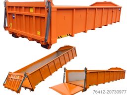A1 Container Normbehälter 15 m³ - Pendelklappe abklappbar - Zurrösen - RAL 2011 Tieforange - Abrollcontainer