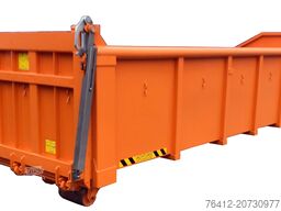 A1 Container Normbehälter 15 m³ - Pendelklappe abklappbar - Zurrösen - RAL 2011 Tieforange - Abrollcontainer