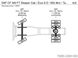 DAF CF 340 FT Sleeper Cab / Euro 6 D / 652 dkm / Ta...