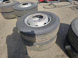 BRIDGETONE AND OTHERS 8 USED TRAILER TIRES  SIZE 265/70 R19.5 WITH RIM