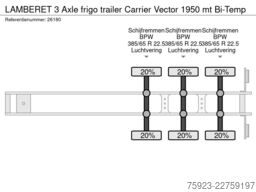 LAMBERET 3 Axle frigo trailer Carrier Vector 1950 mt Bi-...