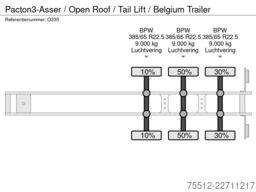Pacton 3-Asser / Open Roof / Tail Lift / Belgium Trailer