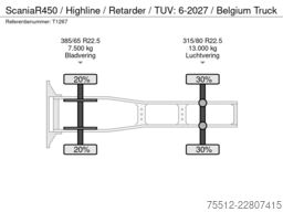Scania R450 / Highline / Retarder / TUV: 6-2027 / Belg...