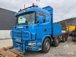 Scania R480 flatbed truck with manual loading ramps - rep
