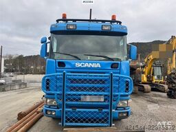 Scania R480 flatbed truck with manual loading ramps - rep