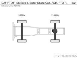 DAF FT XF 105 Euro 5, Super Space Cab, ADR, PTO Pre...