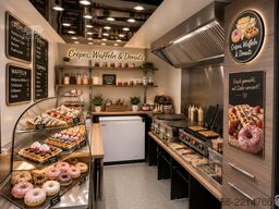Crêpes, Waffeln und Donuts Verkaufsanhänger nach Kundenwunsch