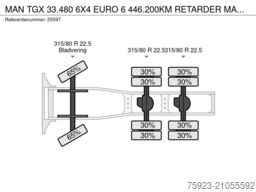 MAN TGX 33.480 6X4 EURO 6 446.200KM RETARDER MANUAL...