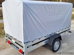 Martz Kastenanhänger Tieflader 750kg 264cm x 126cm kippbar Hochplane 140cm