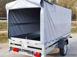 Martz Kastenanhänger Tieflader 750kg 264cm x 126cm kippbar Hochplane 140cm