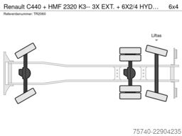 Renault C440 + HMF 2320 K3-- 3X EXT. + 6X2/4 HYDRO DRIV...
