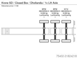 Krone SD / Closed Box / Dhollandia / 1x Lift Axle