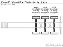 Krone SD / Closed Box / Dhollandia / 1x Lift Axle