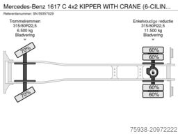 Mercedes-Benz 1617 C 4x2 KIPPER WITH CRANE (6-CILINDER ENGINE...