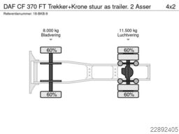 DAF CF 370 FT Trekker+Krone stuur as trailer. 2 Asser