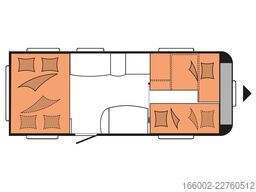 HOBBY De Luxe 515 UHK Hubbett hinten, Etagenbetten