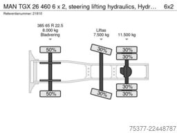 MAN TGX 26 460 6 x 2, steering lifting hydraulics, ...