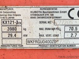 KUBOTA KX 121-3, 3.980 kg, SW, Grabenräumer, 3 Löffel
