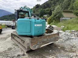 Kobelco Sk140SRLC-3 excavator equipped with a tooth bucket