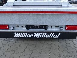 MÜLLER-MITTELTAL 3-achs Plateu Anhänger, mit 3 Kabelböcken
