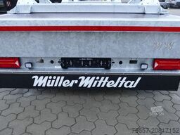 MÜLLER-MITTELTAL 3-achs Plateu Anhänger, mit 3 Kabelböcken
