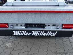 MÜLLER-MITTELTAL 3-achs Plateu Anhänger, mit 3 Kabelböcken