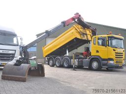 Scania G450 8X4 KIPPER + PALFINGER KRAAN