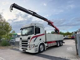 Camion cu platformă SCANIA R500 6x2*4 Baustoff Fassi 215/Retarder/Vollluft
